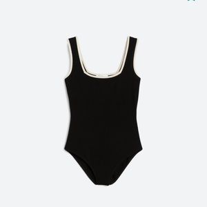 Black Square Neck Bodysuit